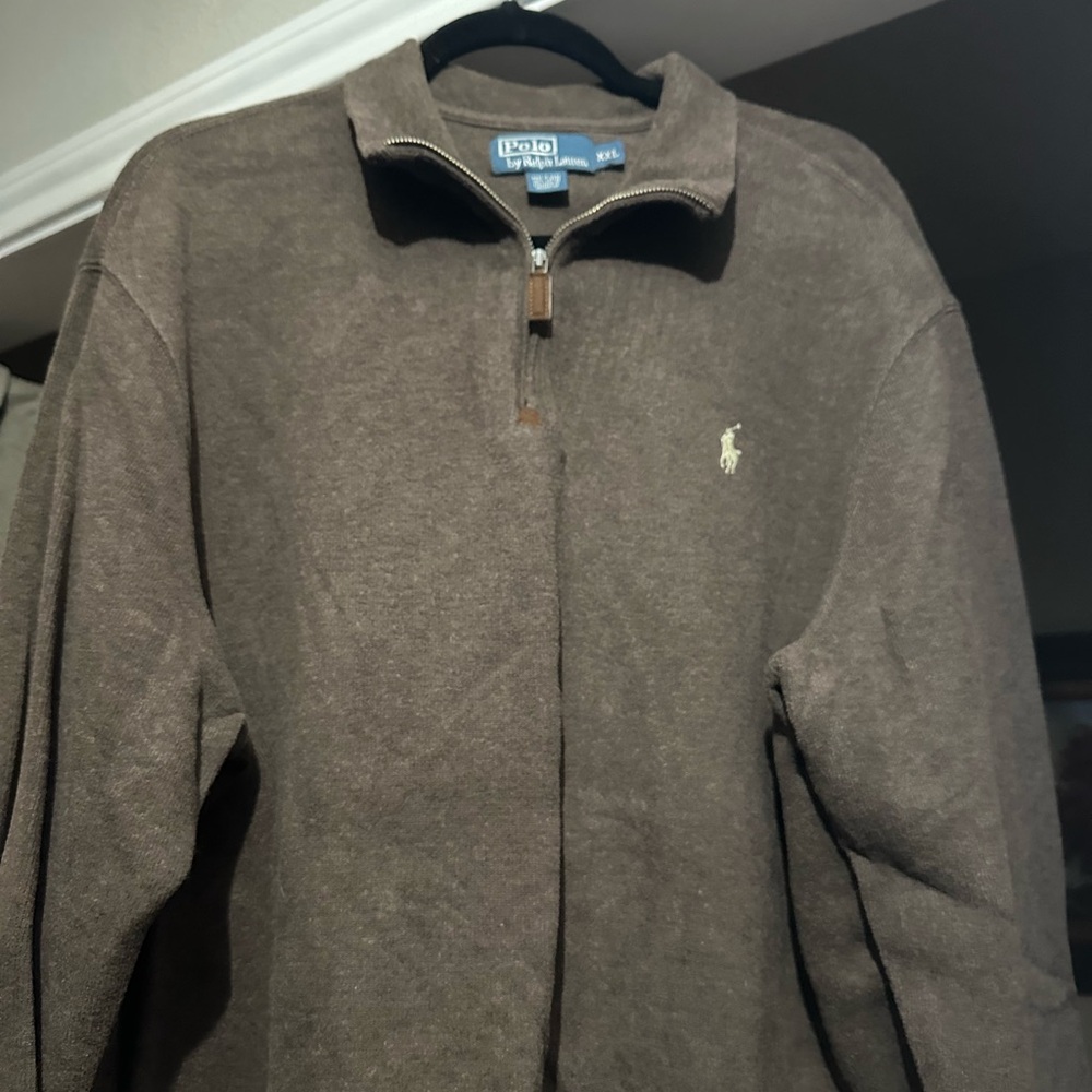 Ralph Lauren Men's light chocolate brown Zip-Up Sweater